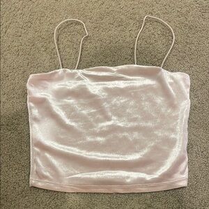 Garage Velvet Pink Camisole Crop Top with Spaghetti Straps